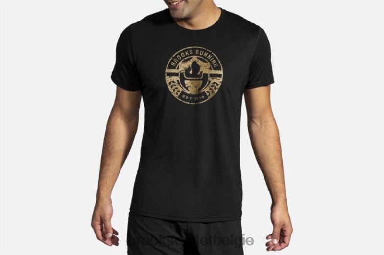 V8D8N1998 grafisch t-shirt op afstand zwart Brooks