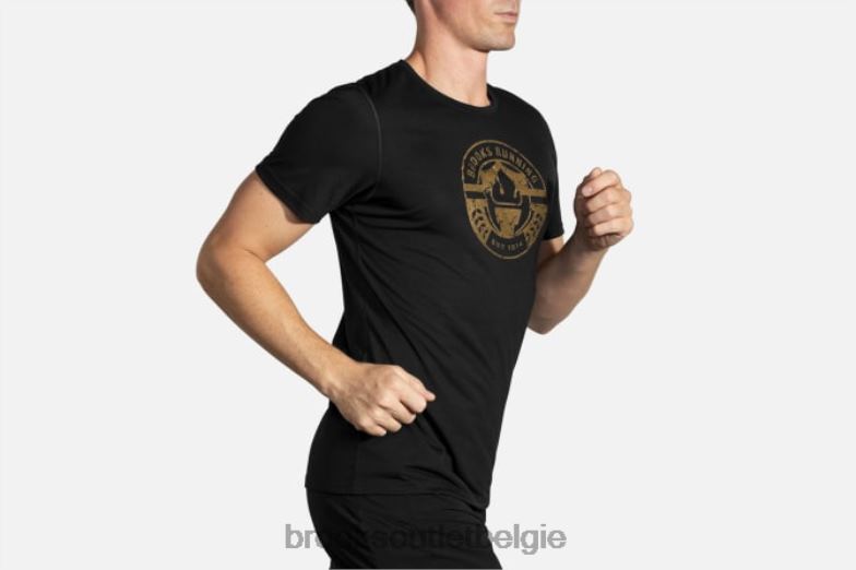 V8D8N1998 grafisch t-shirt op afstand zwart Brooks