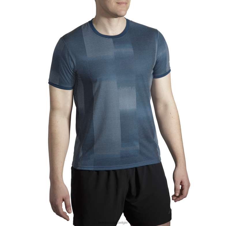 V8D8N504 afstand grafische korte mouw indigo Brooks