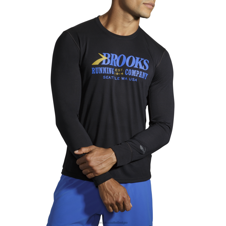 V8D8N696 afstand grafische lange mouw zwart Brooks