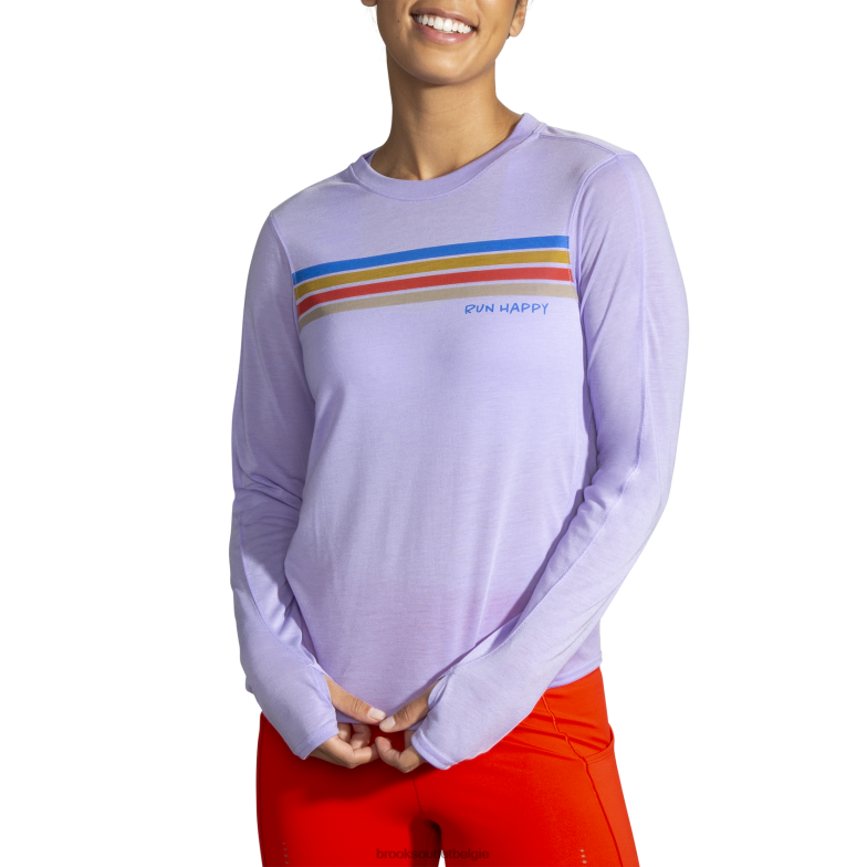 V8D8N1341 afstand grafische lange mouw paars Brooks