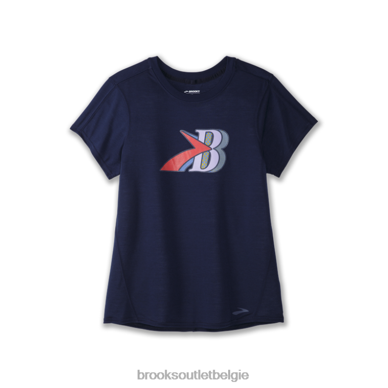 V8D8N1343 afstand grafische korte mouw marine Brooks