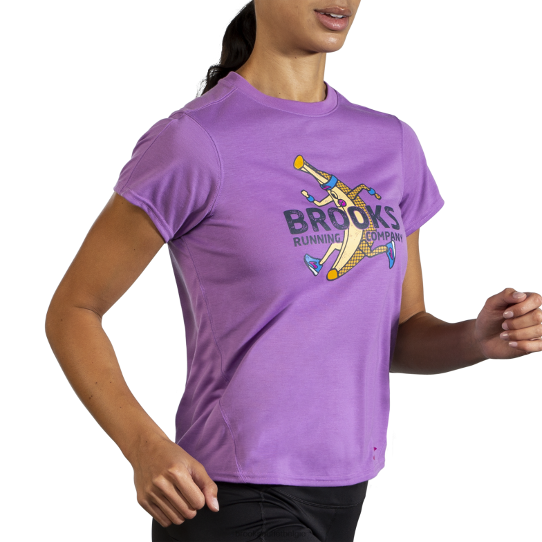 V8D8N1369 afstand grafische korte mouw heliotroop Brooks