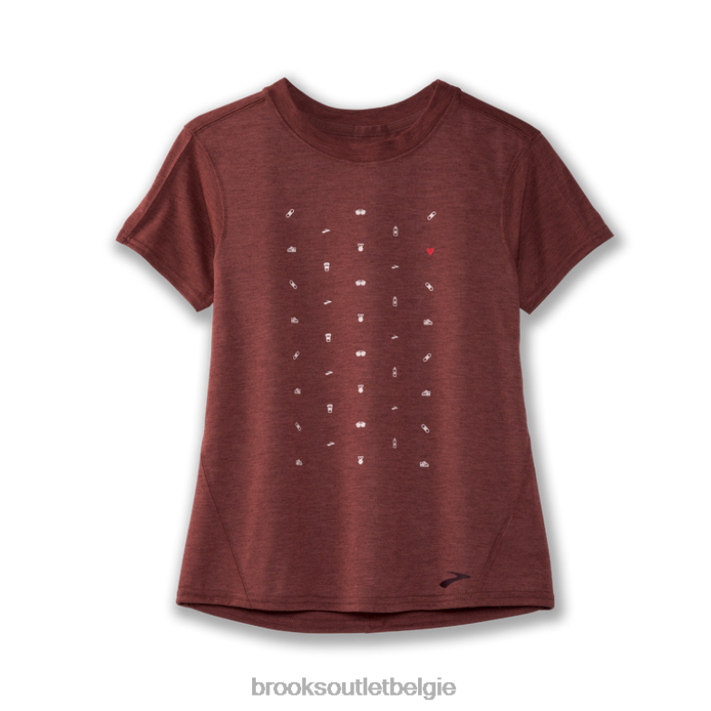 V8D8N1370 afstand grafische korte mouw terracotta Brooks