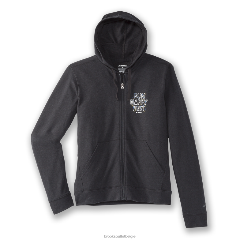 V8D8N652 rhf hoodie met volledige ritssluiting 2.0 zwart Brooks