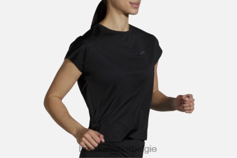 V8D8N1653 sprintvrije korte mouw zwart Brooks