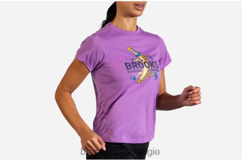 V8D8N1678 afstand grafische korte mouw heliotroop Brooks