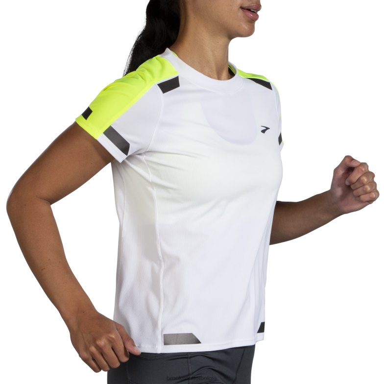 V8D8N334 zichtbare korte mouw wit Brooks