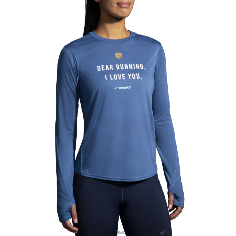 V8D8N578 afstand grafische lange mouw blauw Brooks